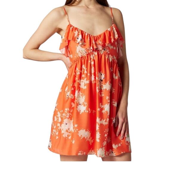 Joie Dress Lilli floral sleeveless minidress orange size Small S NEW - Picture 1 of 6